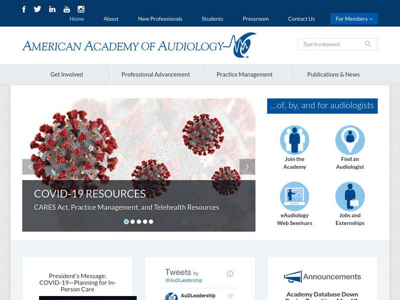 American Academy of Audiology Website