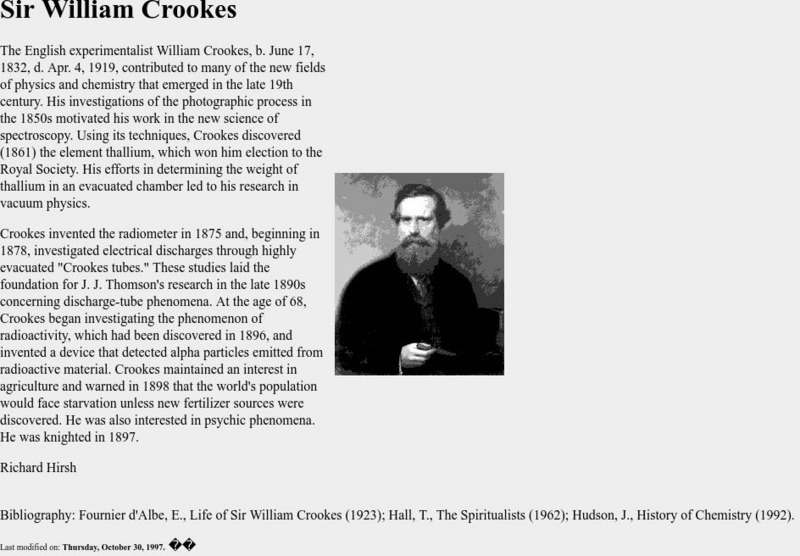 Michigan Technological University: Sir William Crookes Handout Michigan Technological University: Sir William Crookes Handout