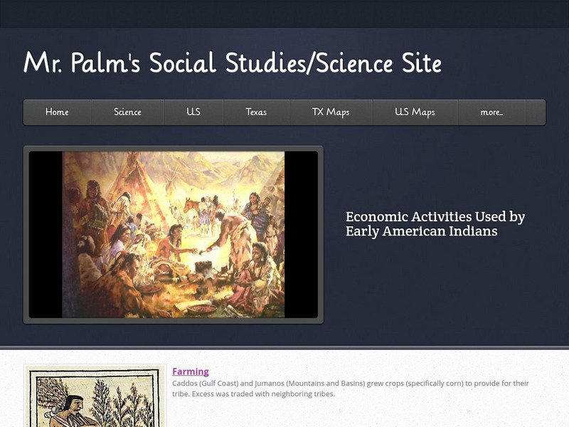 Mr. Palm: Economic Activities Used by Early American Indians Handout