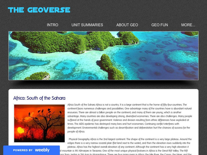 Geoverse: Africa: South of the Sahara Handout