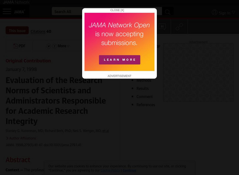 Jama: Evaluation of the Research Norms of Scientists and Administrators Article