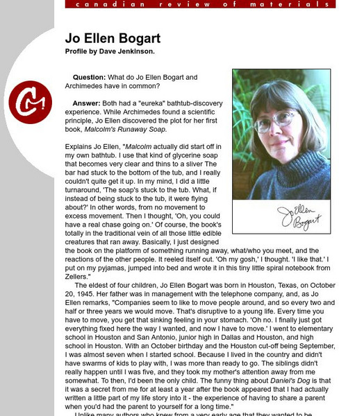 Cm Magazine Profiles: Jo Ellen Bogart Article Cm Magazine Profiles: Jo Ellen Bogart Article