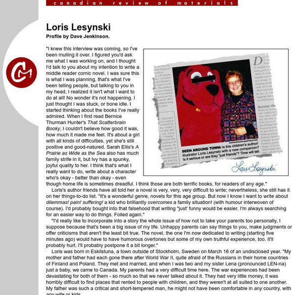 Cm Magazine Profiles: Loris Lesynski Article