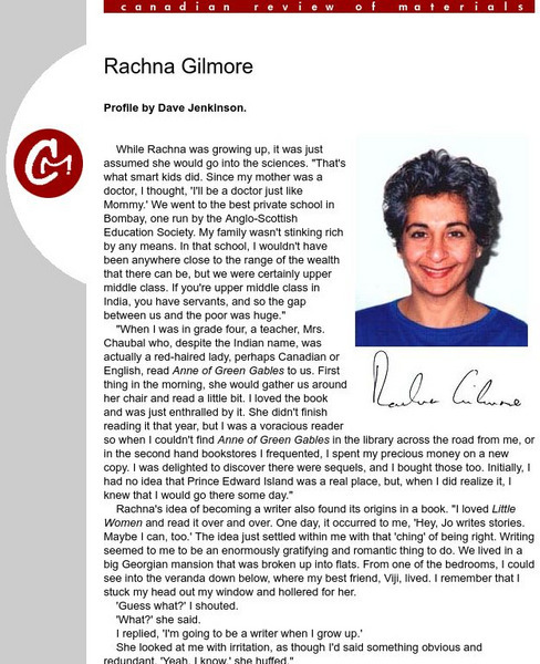 Cm Magazine Profiles: Rachna Gilmore Article Cm Magazine Profiles: Rachna Gilmore Article