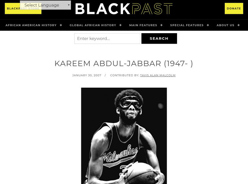 Black Past: Abdul Jabbar, Kareem (1947 ) Handout Black Past: Abdul Jabbar, Kareem (1947 ) Handout