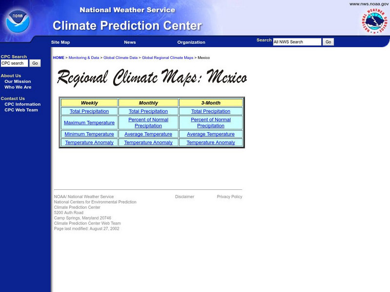 Noaa: Regional Climate Maps: Mexico Website