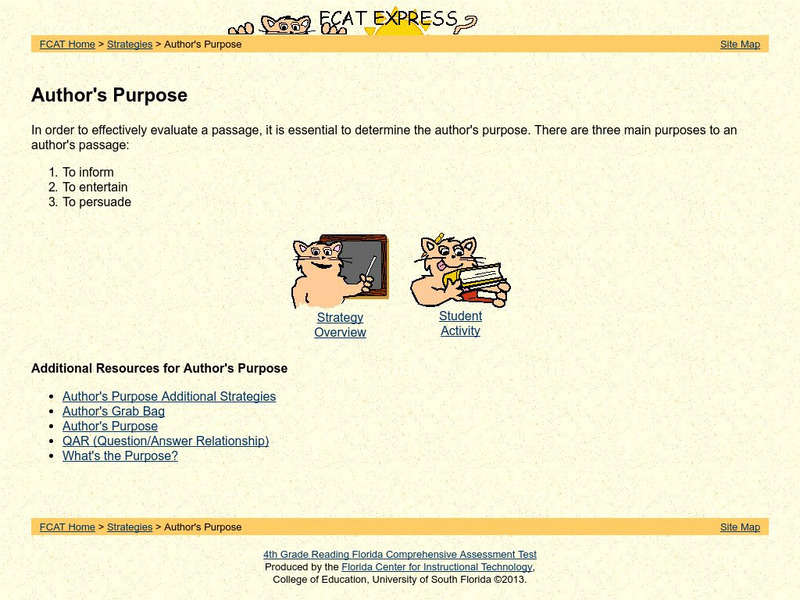 Fcat Express: Author's Purpose Study Guide Fcat Express: Author's Purpose Study Guide