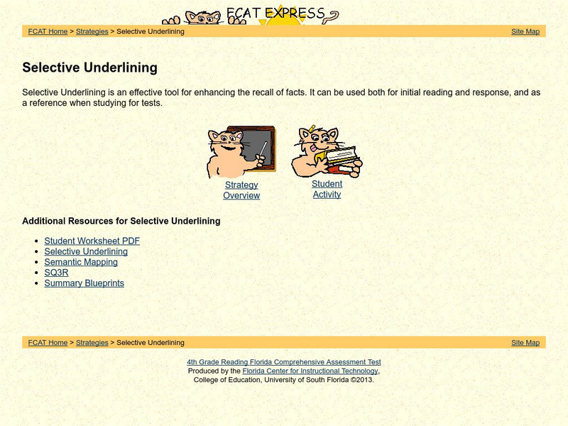 Fcat Express: Selective Underlining Study Guide Fcat Express: Selective Underlining Study Guide