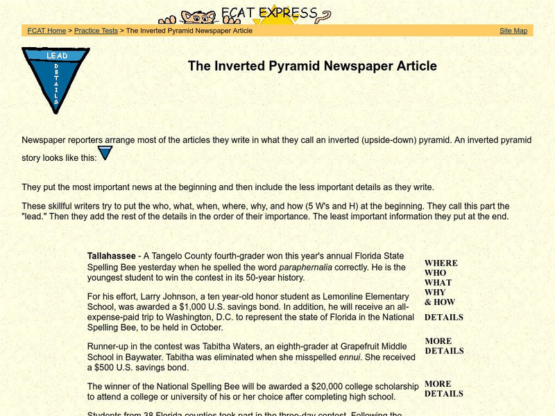 Fcat Express: The Inverted Pyramid Unknown Type Fcat Express: The Inverted Pyramid Unknown Type