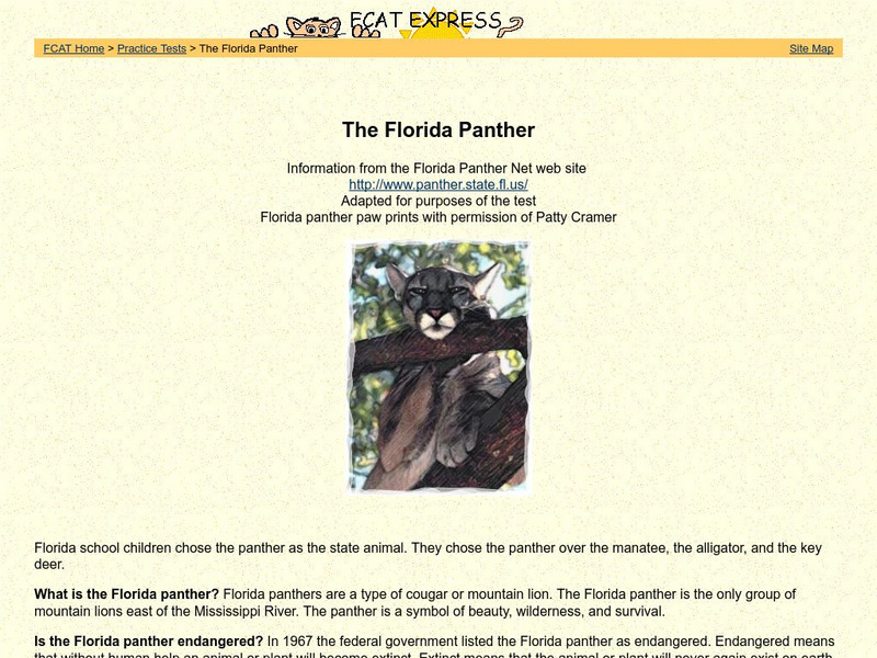 University of South Florida: Fcat Express: Practice Test: The Florida Panther Study Guide University of South Florida: Fcat Express: Practice Test: The Florida Panther Study Guide