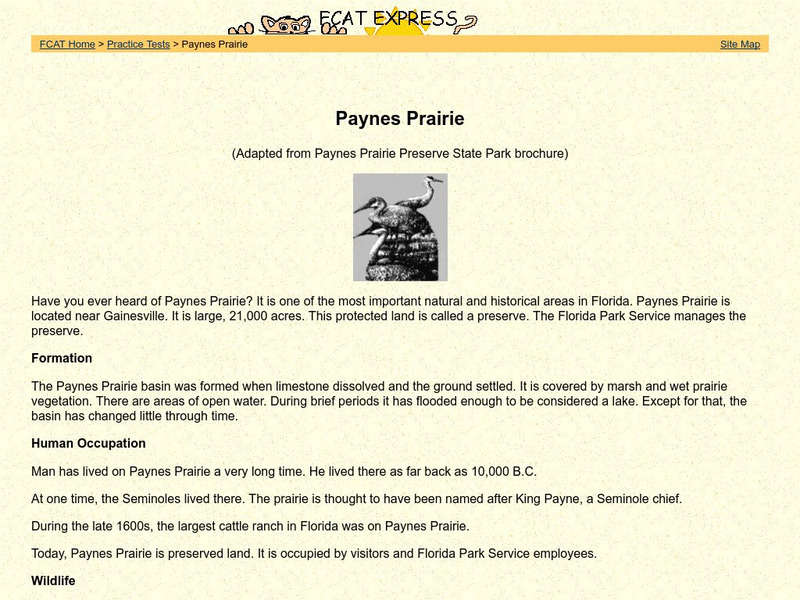 Fcat Express: Paynes Prairie Unknown Type Fcat Express: Paynes Prairie Unknown Type
