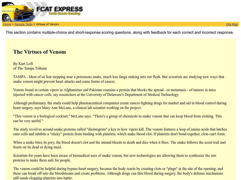 Fcat Express: The Virtues of Venom Unknown Type Fcat Express: The Virtues of Venom Unknown Type