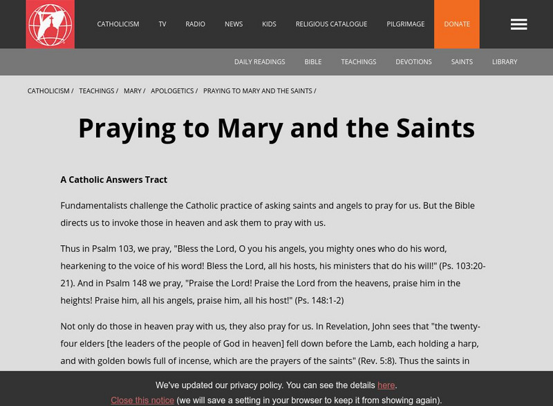 Global Catholic Network: Praying to Mary and the Saints Handout