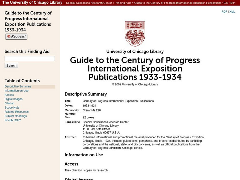 University of Chicago Library: A Century of Progress: The 1933 34 World's Fair Primary University of Chicago Library: A Century of Progress: The 1933 34 World's Fair Primary