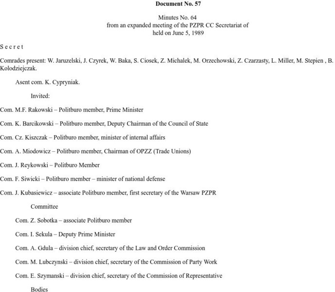 Transcript of the Central Committee Secretariat Meeting Primary Transcript of the Central Committee Secretariat Meeting Primary