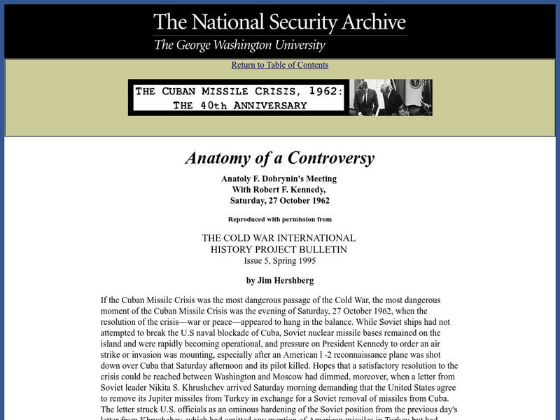 National Security Archive: Anatomy of a Controversy Article National Security Archive: Anatomy of a Controversy Article
