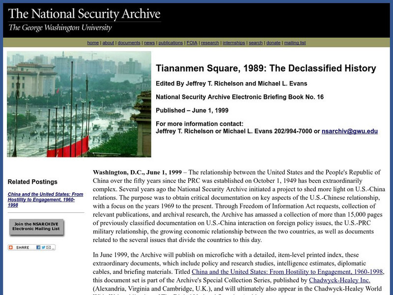 George Washington University: Tiananmen Square, 1989, the Declassified History Website George Washington University: Tiananmen Square, 1989, the Declassified History Website