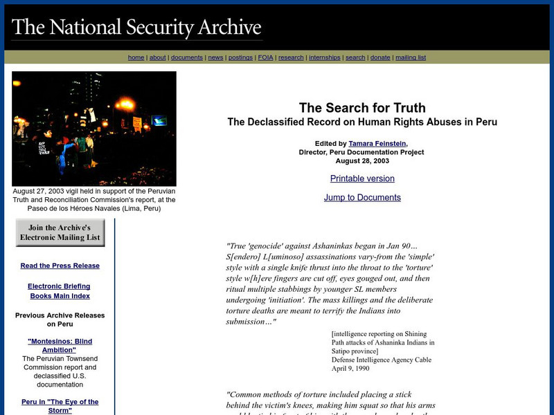 National Security Archive: Human Rights in Peru Website National Security Archive: Human Rights in Peru Website