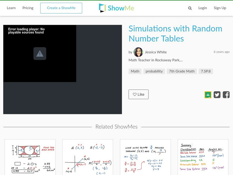 Show Me: Simulations With Random Number Trials Instructional Video Show Me: Simulations With Random Number Trials Instructional Video