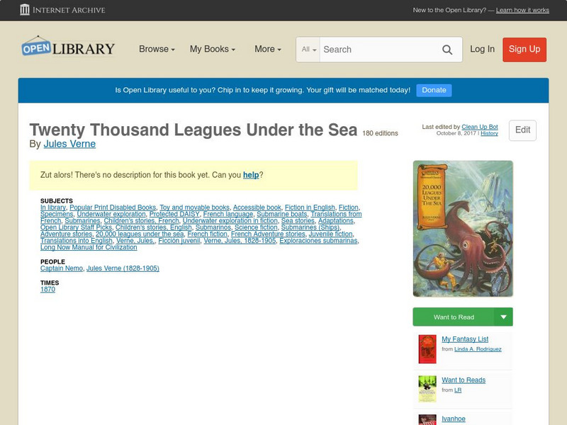 Open Library: 20,000 Leagues Under the Sea eBook
