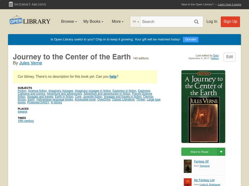 Open Library: Voyage to the Centre of the Earth eBook