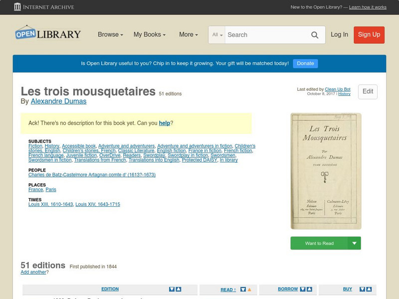 Open Library: Les Trois Mousquetaires eBook