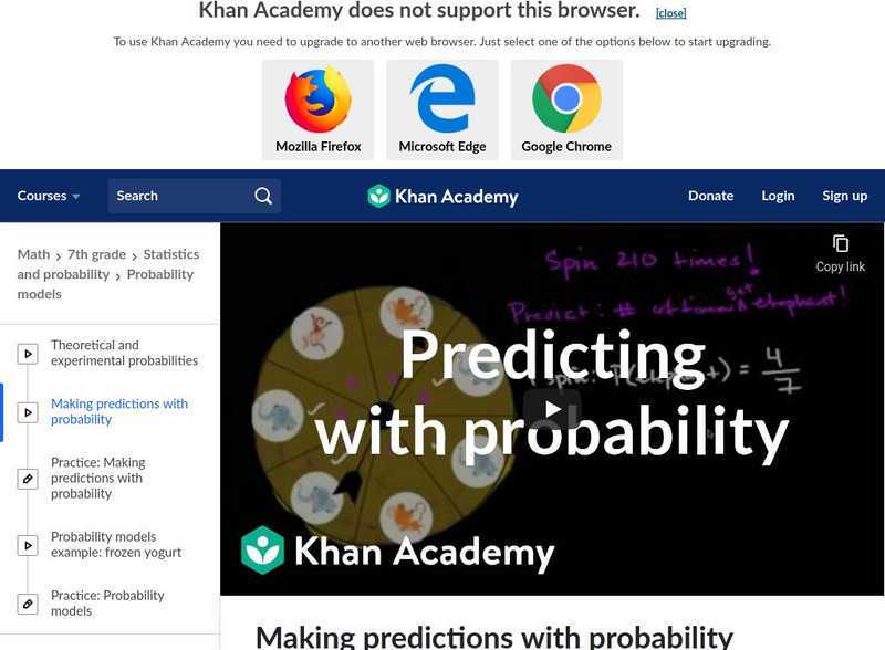 Khan Academy: Making Predictions With Probability Instructional Video Khan Academy: Making Predictions With Probability Instructional Video