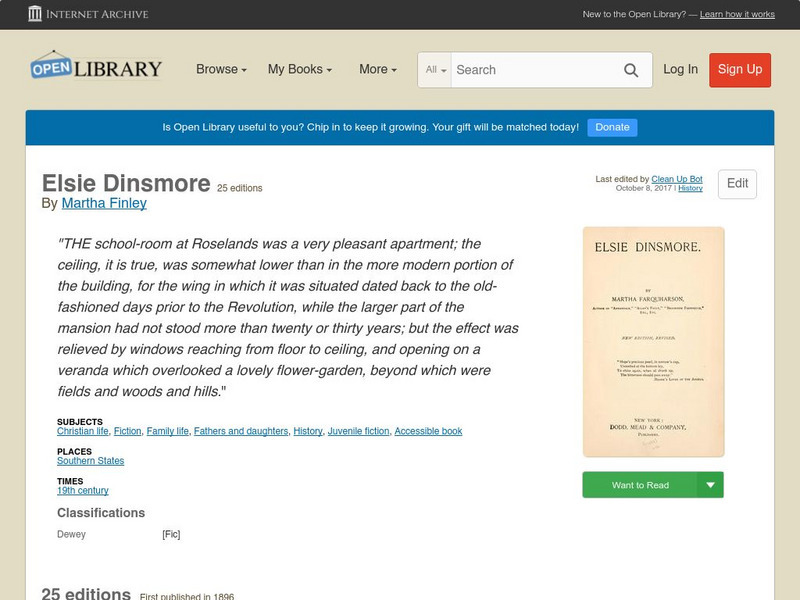 Open Library: Elsie Dinsmore eBook