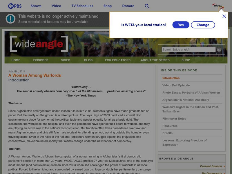 Pbs Wide Angle: A Woman Among Warloards Unit Plan