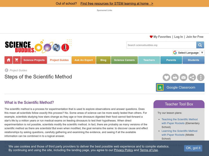 Science Buddies: Steps of the Scientific Method Lesson Plan Science Buddies: Steps of the Scientific Method Lesson Plan