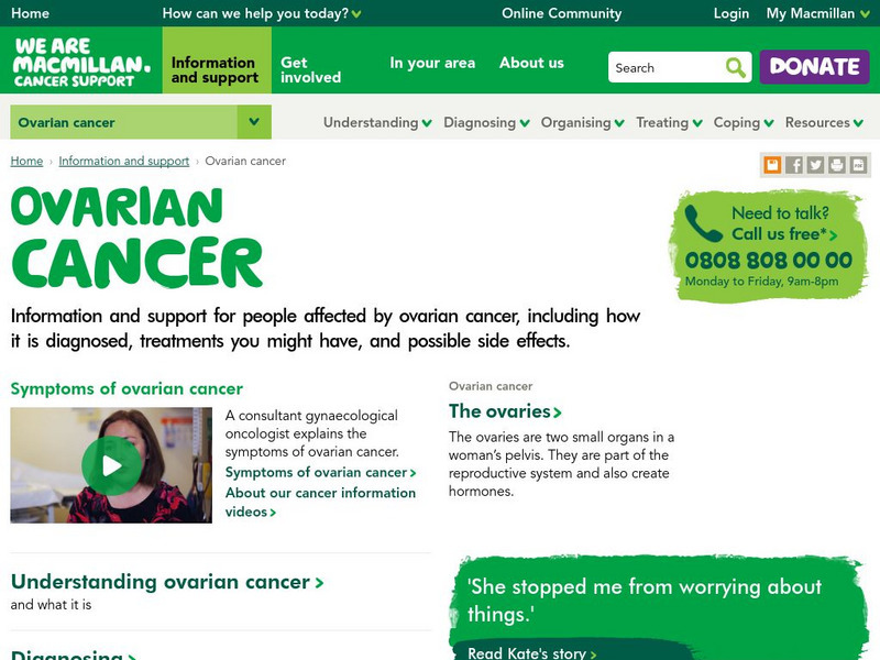 Cancerbackup: Ovarian Cancer Information Center Website