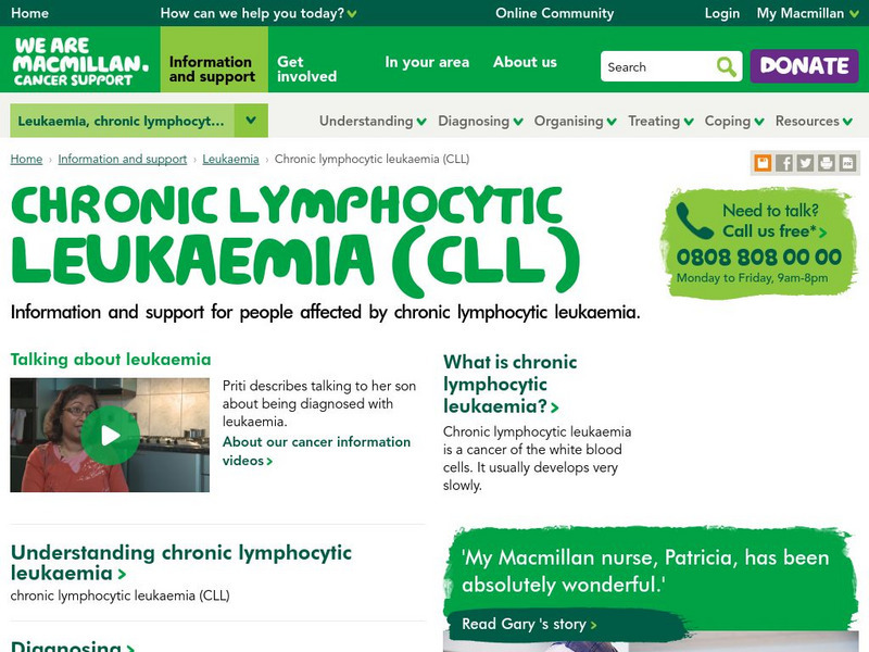 Cancerbackup: Chronic Lymphocytic Leukemia Information Center Website