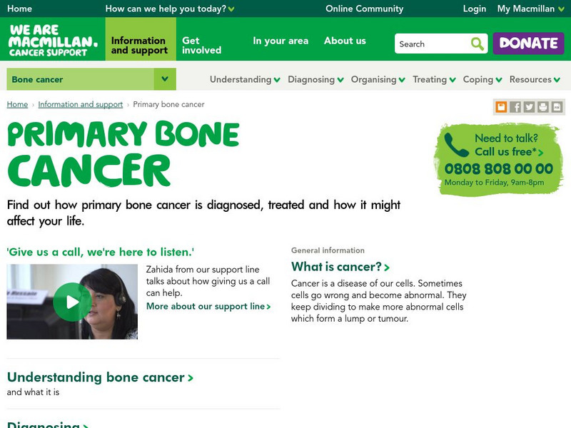 Cancerbackup: Primary Bone Cancer Information Center Website