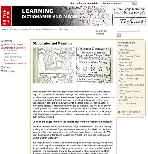British Library: Language & Literature: Dictionaries and Meanings Article British Library: Language & Literature: Dictionaries and Meanings Article