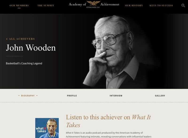 Academy of Achievement: John Wooden Website Academy of Achievement: John Wooden Website