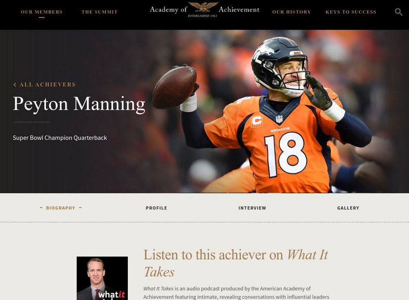 Academy of Achievement: Peyton Manning Website