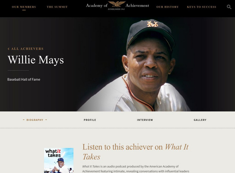 Academy of Achievement: Willie Mays Website Academy of Achievement: Willie Mays Website