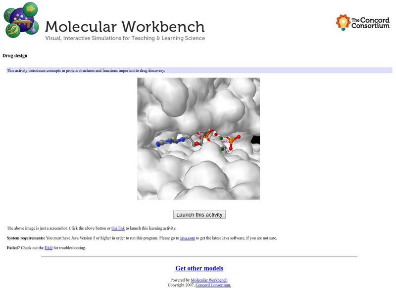 Concord Consortium: Molecular Workbench Showcase: Drug Design Unit Plan Concord Consortium: Molecular Workbench Showcase: Drug Design Unit Plan