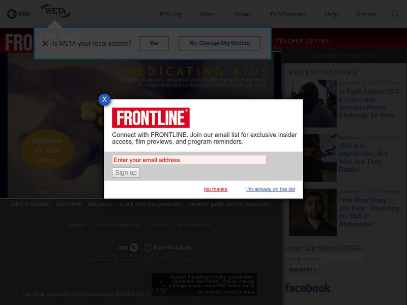 Pbs: Medicating Kids Website