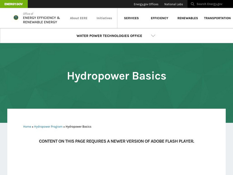 U.s. Department of Energy: Energy Basics: Renewable Energy: Hydropower Handout U.s. Department of Energy: Energy Basics: Renewable Energy: Hydropower Handout