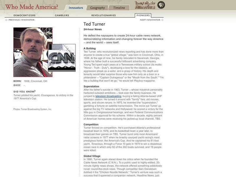 Pbs Who Made America? Ted Turner Handout Pbs Who Made America? Ted Turner Handout
