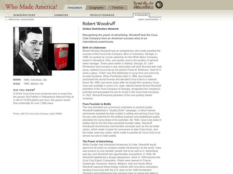 Pbs Who Made America? Robert Woodruff Handout Pbs Who Made America? Robert Woodruff Handout