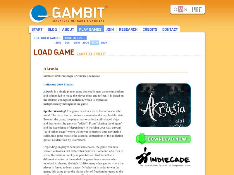 Mit: Singapore Mit Gambit Game Lab: Akrasia Interactive Mit: Singapore Mit Gambit Game Lab: Akrasia Interactive