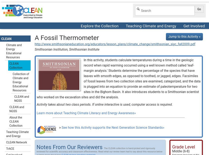 Clean: A Fossil Thermometer Lesson Plan Clean: A Fossil Thermometer Lesson Plan
