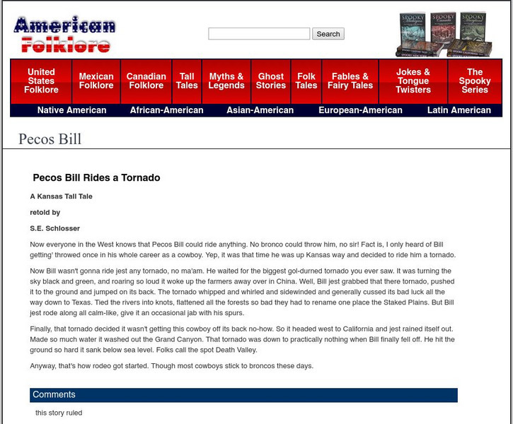 American Folklore: Pecos Bill Rides a Tornado Handout American Folklore: Pecos Bill Rides a Tornado Handout