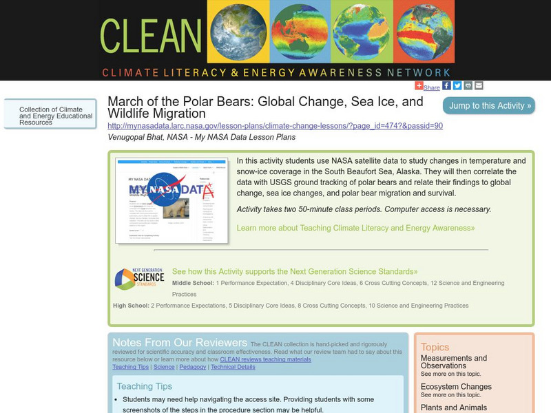 Clean: March of the Polar Bears: Global Change, Sea Ice, and Wildlife Migration Lesson Plan Clean: March of the Polar Bears: Global Change, Sea Ice, and Wildlife Migration Lesson Plan