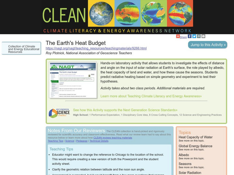 Clean: The Earth's Heat Budget Lesson Plan Clean: The Earth's Heat Budget Lesson Plan