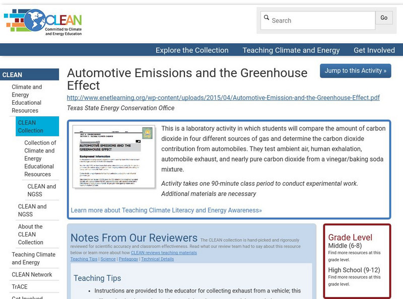 Clean: Automotive Emissions and the Greenhouse Effect Lesson Plan Clean: Automotive Emissions and the Greenhouse Effect Lesson Plan