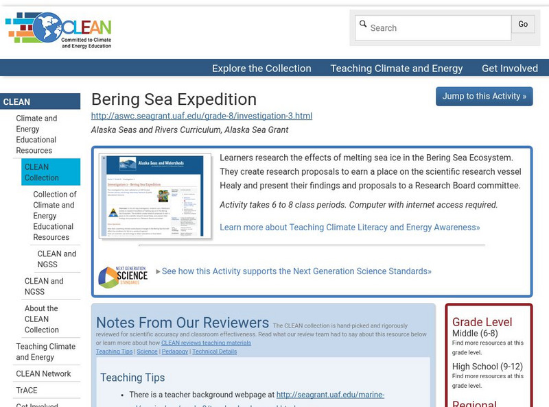 Clean: Bering Sea Expedition Lesson Plan