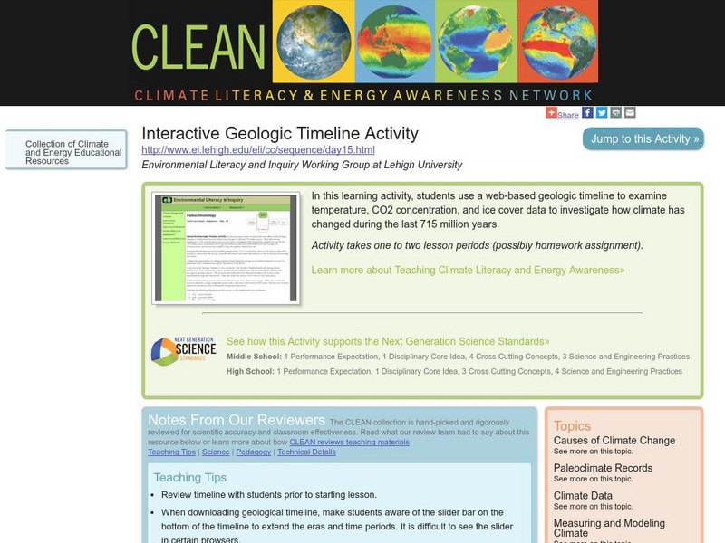 Clean: Interactive Geologic Timeline Activity Lesson Plan Clean: Interactive Geologic Timeline Activity Lesson Plan